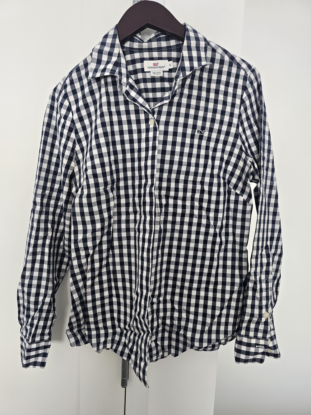 Vineyard Vines Women's Navy & White Gingham Button-Down Shirt